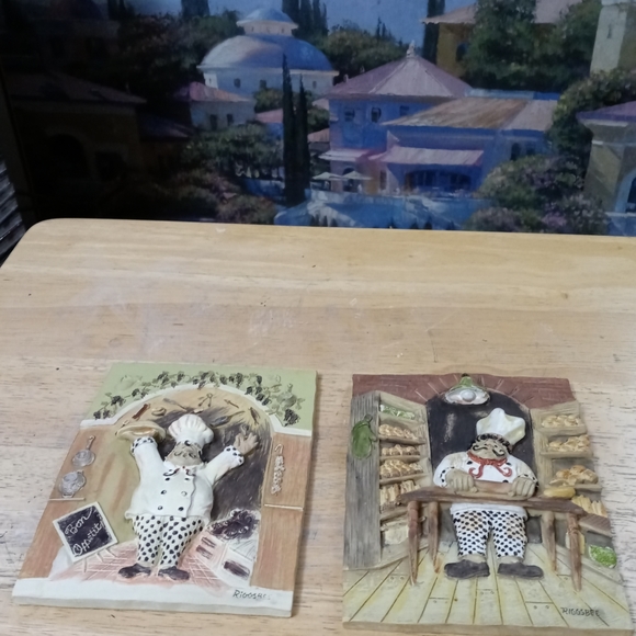 🍶🍵(Get Two) Italian Fat Chef 3D Kitchen Pic Handmade Decor Wall Plaques.🏆🏇 - Picture 5 of 10